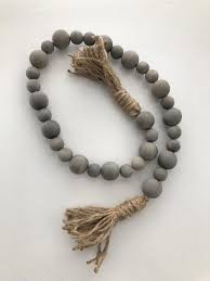 Weathered Wood Farmhouse Beads Wood Bead Garland Home Decor Etsy Wooden Bead Garland Wood Beads Wood Bead Garland