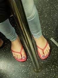 Candid feet on the subway today🥵 : rFemaleFlipFlops