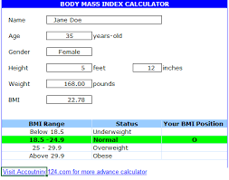 Bmi does not take into account other factors which may affect a. Body Mass Index Calculator Bmi Calculator In Excel Accounting124