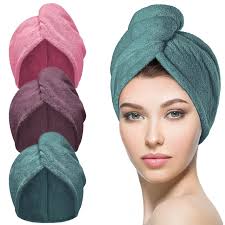 3 Packs Pink,Purple,Green Microfiber Hair Towel,Quick Dry Turbans for Wet  Hair, Drying Wrap Towels Curly Women Anti Frizz