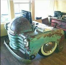 Antique Car Front End Recycled Into A Desk Car Furniture Car Part Furniture Tailgate Bench