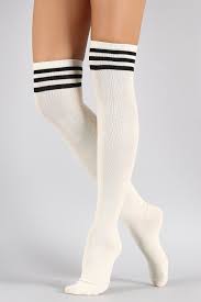 Sparkling Triple Stripe Thigh High Socks Thigh High Socks Striped Thigh High Socks Pantyhose Socks
