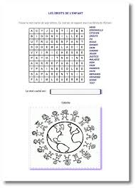 Mots Caches Droits De L Enfant Fete Scolaire Mots Caches