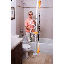 Stander Security Pole And Curve Grab Bar Elderly Tension Mounted Floor To Ceiling Transfer Pole Bathroom Safety Aid Standing Support Iceberg White Walmar Bathroom Shower Design Grab Bars Bathroom Safety