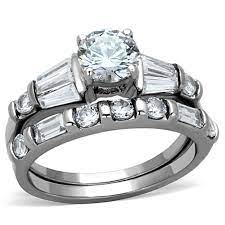 Women S Stainless Steel 316 Round 2 5 Ct Zirconia Engagement Wedding Ring Set Steel Wedding Ring Stainless Steel Wedding Ring Cz Wedding Ring Sets