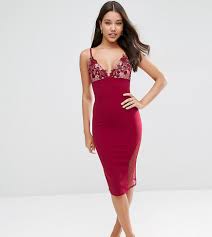 Asos Petite Lace Cup Dobby Midi Bodycon Scuba Dress Red Stretch Lace Dress Petite Maxi Dress