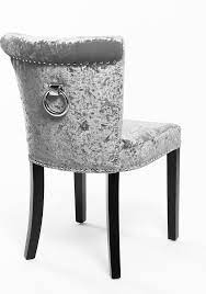 Pair of dining chair knocker back studs chairs. Chester Crushed Velvet Silver Button Back Fabric Dining Chair Dining Chairs Velvet Dining Chairs Velvet Dining Room Chairs