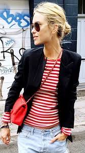 Black And White Striped Shirt With Red Pants Classic Combo Breton Stripes And Blazers Fashion Red White Striped Shirt Outfits With Striped Shirts