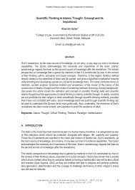 Daha fazla benzer pdf göster. Pdf Scientific Thinking In Islamic Thought Concept And Its Importance