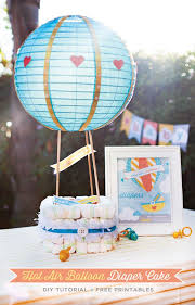 How many diapers do you need for a diaper cake? Hot Air Balloon Diaper Cake Tutorial Free Printables Hostess With The Mostess