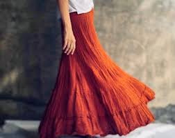 Orange Maxi Skirt Etsy
