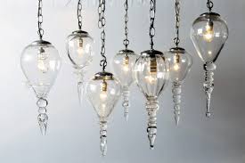 Set Of Seven Hand Blown Glass Pendant Light Fixture New Custom