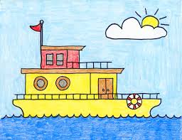 How To Draw A Houseboat Art Projects For Kids 2) from the middle of the rectangle, draw one vertical and one horizontal line equally dividing the shape. how to draw a houseboat art projects