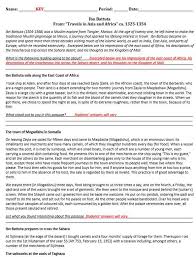 Primary Source Document Reading Ibn Battuta Gold Salt Trade Source Documents Primary Sources Primary