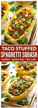 Healthy Taco Spaghetti Squash Boats With Cheese Ground Turkey And Black Beans Healthy Squash Recipes Spagetti Squash Recipes Spaghetti Squash Recipes Healthy