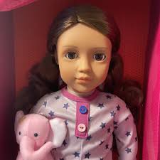Our Generation 18" Slumber Party Maria Doll Pajamas Elephant Brown Hair  Eyes New