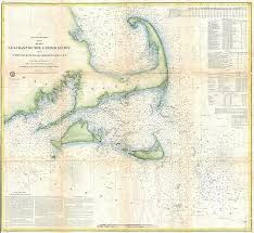 1857 coastal map nautical chart of cape cod nantucket and