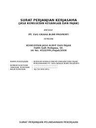 Contoh surat perjanjian kerjasama usaha yang baik harus memenuhi sejumlah syarat tertentu. Surat Perjanjian Kerja Kontrak Kerja Keuangan Revisi1 Docx