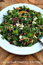 Kale Salad With Cranberries Almonds Recipe Healthy Kale Salad Recipes Healthy Recipes