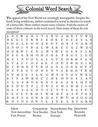 The solution to the puzzle is included. Colonial Word Search Worksheet Education Com