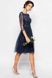 Black Dress 3 4 Sleeve Knee Length 3 4 Sleeve Bateau Neck Knee Length Tulle Bridesmaid Dress With Illusion Sparkle Dress Tulle Bridesmaid Dress Trendy Dresses