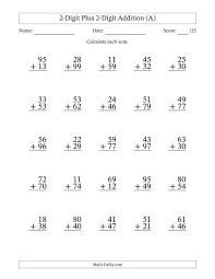 It is meant for initial instruction on the topic in 2nd grade. 2 Digit Plus 2 Digit Addition With Some Regrouping 25 Questions A