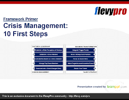 Crisis Management 10 First Steps Https Flevy Com Browse Flevypro Doc 3927 As Environme Business Continuity Planning Change Management Operational Excellence