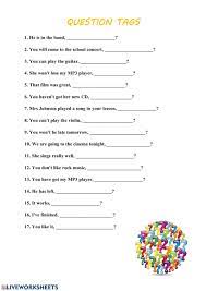 question tags free online exercise