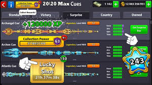 8 Ball Pool Upgrade 20 Legendary Cue To Level Max 120k Xp Youtube