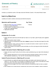 Elements Of Poetry Lesson Plan Education Com Lesson Plan Education Com Poetry Lesson Plans Poetry Lessons Education Elementary Math