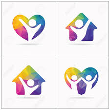 Low Poly Love People Home Logo Design Happy Family Home Concept Shelter House For Poor And Orphan Children Vector Vector Icon Design Kids Vector Icon Design
