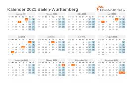 Schulferien 2021 für alle bundesländer in deutschland. Feiertage 2021 Baden Wurttemberg Kalender