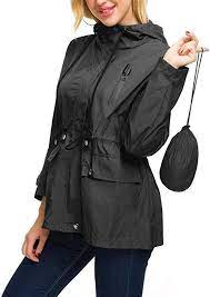 Rain Jackets For Women Waterproof Travel Raincoat Rain Trench Coat Short Black S Womens Outdoor Clothing Black Raincoat Packable Rain Jacket