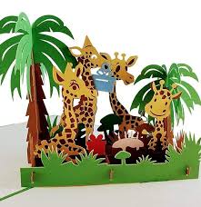Giraffes Birthday 3d Pop Up Greeting Card Giraffe Birthday Pop Up Greeting Cards Pop Up Cards