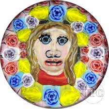 Christina Callahan Glass Art Paperweight Carved Figural Murrine Woman