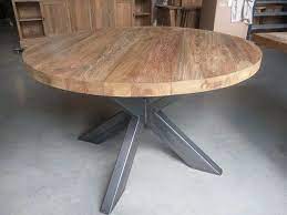 industriele ronde tafel specialist in teak maatwerk ronde eettafel diy eettafel ronde tafel