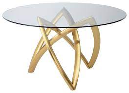 Woodard savanah wicker round patio dining table. Martina Dining Table 60 Round Glass Top Brushed Gold Base Contemporary Dining Tables By Ebpeters Hgtb526 Houzz