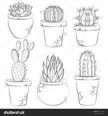 Nothing makes me happier than seeing a bunch of potted plants hanging out together to create their own. Collection Of Vector Cactuses In Flower Pot Isolated Objects Cactusflower Cactus Drawing Flower Drawing Drawings