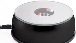 Amlong Crystal 3 Inch Rotating LED Light Display Base with Adaptor, Black