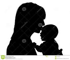 Black And White Kiss Silhouette Mother Kissing Her Newborn Child Silhouette Newborn Child Baby Silhouette Silhouette