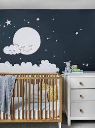 Moon Clouds And Stars Wall Decal Vinyl Wall Sticker Etsy In 2021 Star Wall Decals Star Nursery Baby Room Decor