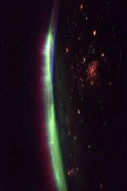 Aurora Glowing On Earth S Horizon With Nighttime Lights Visible Below Nasa Space Pictures Space Station Nasa Images
