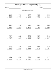 3 digit plus 3 digit addtion with all regrouping a