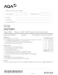 Fillable Online Gcse History Paper 1 Section A Option A America 1840 1895 Gcse History Fax Email Print Pdffiller