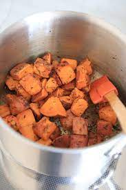 Rosemary Coconut Stove Top Sweet Potatoes Rabbit Food For My Bunny Teeth Cooking Sweet Potatoes Steamed Sweet Potato Food