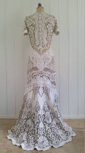 Boho Vintage Lace Wedding Gown Train Deep V Neckline Etsy Wedding Gowns Lace Lace Wedding Dress Vintage Vintage Lace Weddings