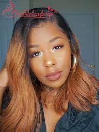 Doubleleafwig Short Bob Straight Wig Ombre Color Wig For Black Woman Black Root To Golden Brown B Hair Color For Black Hair Ombre Hair Color Hair Color Auburn