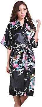 Japanese silk kimono fabric, bordeaux color , flower pattern silk fabric sakuraissen 5 out of 5 stars (6) $ 16.13. Amazon Com Honeystore Women S Long Silk Kimono Robe Peacock Japanese Satin Dressing Gown Clothing