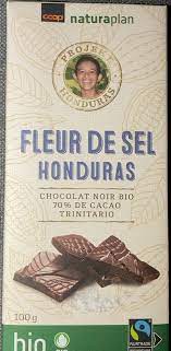 fleur de sel honduras chocolat noir bio 70 coop naturaplan 100 g