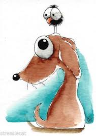 Bird With Big Eyes Cartoon Aceo Original Watercolor Whimsical Animal Painting Art Dog Bird Crow Big Eyes Animal Paintings Whimsical Paintings Whimsical Art